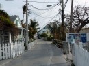 A street in Hope Town (note the overhead wiring system)