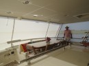 Aft deck view with screens in place.  5 panels on tracks and can be installed in just minutes.