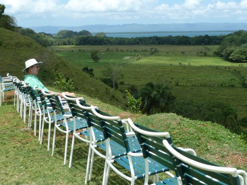 The view overlooking lush countryside and Samana Bay