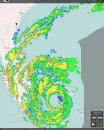 Radar showing Hurricane Matthew on its way to our position where arrow is located.