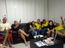 Captains Lounge crew watching the soccer game Colombia vs Ecuador