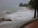 High tide waves already breaking at Our Port Lucaya Village Thursday 25 Oct 12