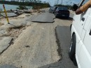 Fishing Hole Road on Grand Bahama where the ocean north and south of the island crosses the road during hurricanes.