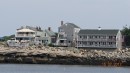 Restaurant and houses at Rockport, Maine, USA