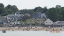 Beach goers at Rockport, Maine, USA