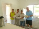 Vicki, Monica (Sailing Instructor), Clara (Chef)and Maynard in the kitchen at our home away from home while Vanish was on the hard stand, the Escuela de Vela (Sailing School motel).  Clara made 3 huge meals for us so we didn