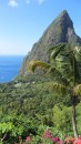 View of Pitons from Ladera Restaurant and Resort. 