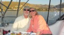 Rick and Sandy having dinner at our first anchorage off the island of Kea