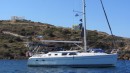 Koinonia II at anchor in Sounion with Poseidon
