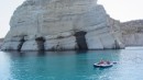 Victoria and Emily kayaking in our anchorage off of the island of Milos, which included exploring the caves