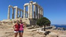Emily and Victoria joined the crew.  After waiting a few days for the 30 + knot winds to calm, we left the marina in Lavrion and headed for our first anchorage.  Along the way we saw a shark swim by the boat.  The first adventure was a visit to the temple of Poseidon at Sounion.  