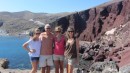 Emily, Don, Victoria, and Linda at Red Beach in Santorini