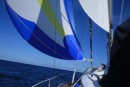 Koinonia II is seen here sailing eastward across the Atlantic ocean on one of those beautiful days where the seas are down and the wind is fresh...Perfect for flying the A-sail which is part of the offering.