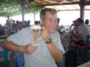 Capt. Dave and his frosty cold liquid refreshment!