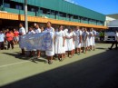 The local nursing school students marching in the Labasa parade.