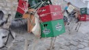 Beer bottle carrying donkeys