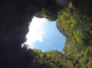 View of the sky from inside Emerald Cave