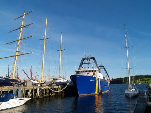 only in Lunenburg can a open 60, a dragger and a square rigger all share a wharf