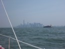 Skyline of NYC as we sailed across Raritan Bay to the Verrazano Bridge which links Staten Island to Brooklyn.