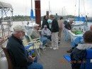 The "Coos Bay crew" at a dock party.  The greatest dock we have encountered in our travels south