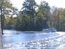 Out of the man-made canal and into th upper Pasquotank River, part of the Dismal Swamp system.