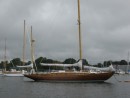 Concord Yawl (for sale, $235,000) built in 1958, mahogany over oak. Of about 100 Concordias built, only 5 are not still afloat. And one of those not afloat is under re-construction by Jock Williams, our boatyard owner.