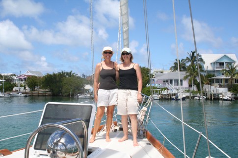 The girls ready for a day ashore, Hope Town, Bahamas