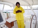 All ready in my wet weather gear. Do you think you could spot me if I fell overboard?