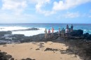 Everyone enjoyed the beauty of the rugged black lave cliffs and watching the rugged surf. 