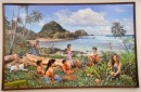 This simply a beautiful oil painting that you would swear is photograph. On our tour we stopped at the Holy Family Cathedral a mid-century modern sort of church with many pieces of fine art. This painting of a Samoan family by Duffy Sheridan, titled Holy Family was my favorite. 
 