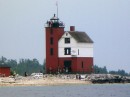 Round Island Lighthouse. Built in 1895 for the dangerous shoals around the channels between Mackinac Island and Round Island. Decommissioned in 1947.