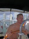 Steve concentrating at the helm on the ICW in Miami