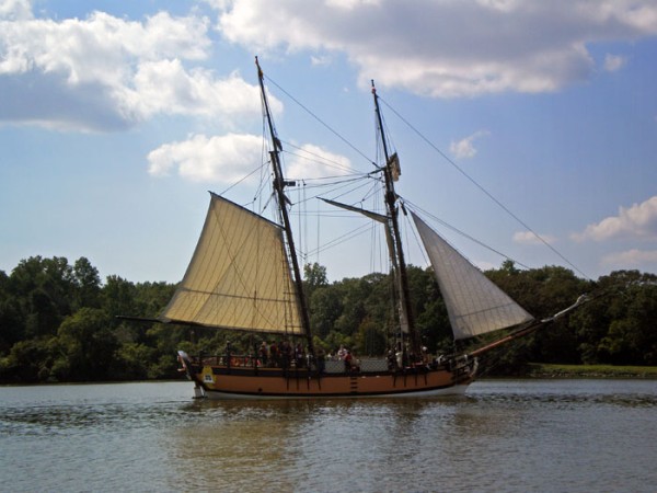 The schooner Sulatana, replica of a 1768 British revenue cutter, was built in Chestertown from original plans obtained from the British. It sails the Chester River and Chesapeake Bay providing history and environmental education programs.