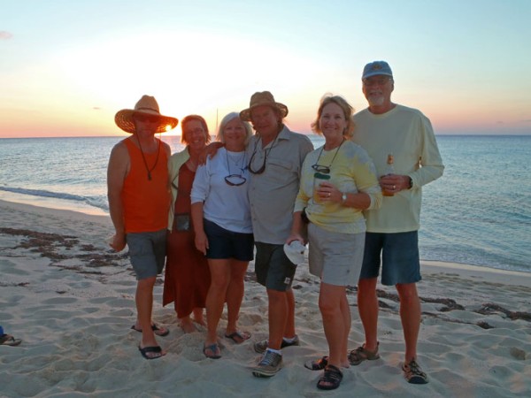 Sunset at the beach with Marathon buddies, Barbara and George from S/V Providence and Tammy and Gerald from S/V Osprey.