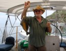 Dad with his big catch - a trigger fish caught off Isla de la Plata, Ecuador. 