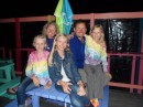The Snodgrass family from Anchorage, Alaska watching the super bowl at Nippers.  They are taking a sabattical,  bought a double ender boat in Ft. Lauderdale and hope to do the great loop. 