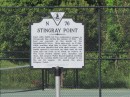 A historic marker that tells how nearby Stingray Point got its name when John Smith was stung by a cow-nose stingray there during and exploratory voyage in 1608.