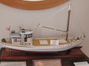 A model of a Chesapeake Bay buyboat, the F.D. Crockett. The museum reconstructed the Crockett and takes it to events around the bay. It was at a buyboat reunion when we were there. The Chesapeake Bay “buyboat” got its name because these large 50-to-100-foot vessels were used to purchase seafood from crabbers, fishermen and oystermen working in smaller workboats, before the days of big engines that allowed watermen to harvest their catch and get back to the dock the same day.