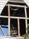A closer view of the damaged bell tower.