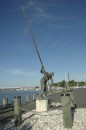 This sculpture of an oysterman at the Rock Hall Harbor is modeled after Stanley Vansant of Piney Neck and honors the watermen and other people of the Chesapeake Bay area. 