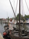 Kate Livie onboard the Sultana shallop which is on loan to the Chesapeake Bay Maritime Museum. Kate is the museum