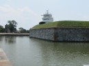 As designed by Brigadier General Bernard, Fort Monroe is surrounded by a moat.