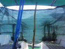 My new, garden netting sun screen. Very cheap and very effective, every liveaboard has it fitted.