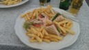 My last lunch meal together, it was the largest Club Sandwich I