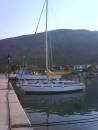 Bow on at Sayaidha, mainland Greece. The nearest harbour to Albania. Lovely little harbour.