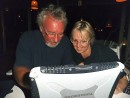Sivota, Levkas. Showing Andrea how to work my ancient lap top.
