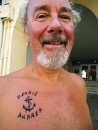 The tattoo. Just had to get it done? Popped into a shop at Lefkada, the man said it would last 3 weeks, it lasted 10 days. Only the best for my crew.