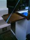 Small galley table, held up with blue masking tape, will have to make a more permanent fix before I use it?