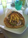 Pitta giros, all for 2 euros 50 cents, and Yes, I went "Large" Food from the Greek Gods for breakfast/lunch/dinner.