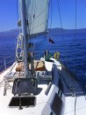 A cracking first sail in the Gulf, managed to get 6.8 knots in a force 4 wind. Excellant.